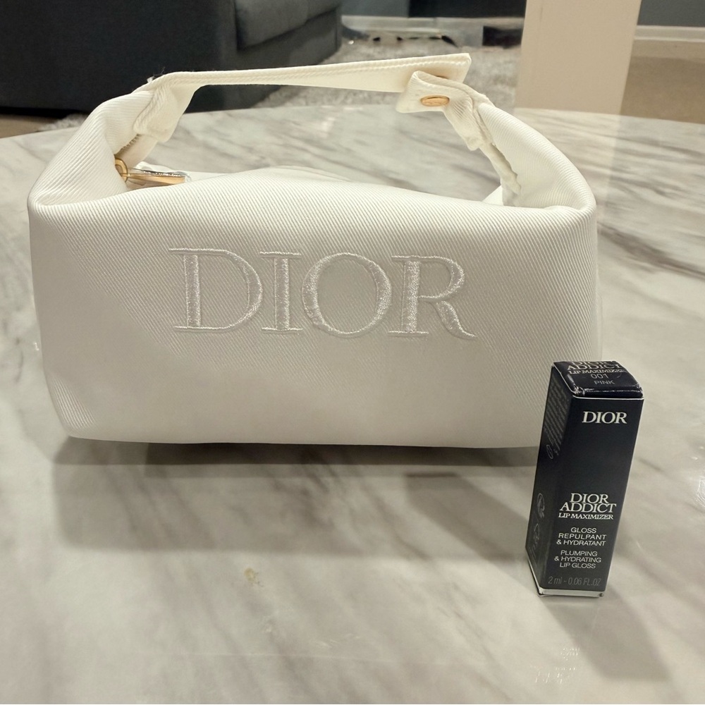 Dior cosmetic bag & Addict Lip Maximizer in Black Packaging